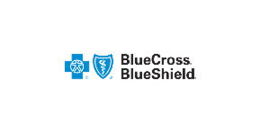 BlueCross BlueShield logo with blue symbols and text.
